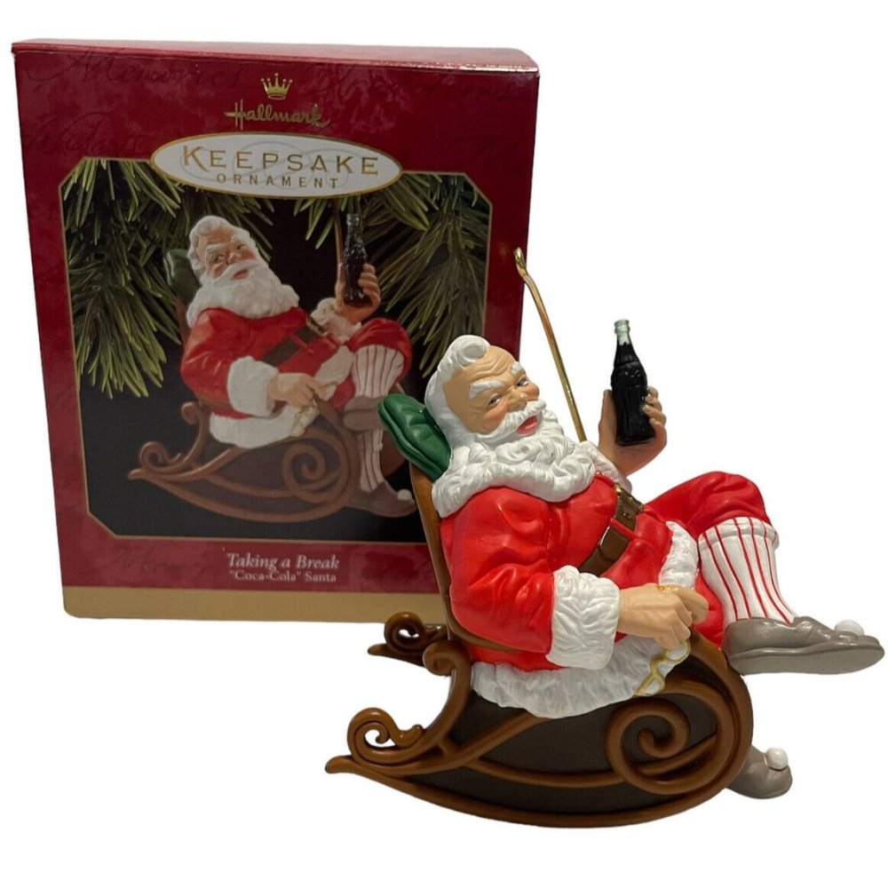 Vintage 1997 Hallmark Keepsake Christmas Tree Ornament Santa Claus Soda Coke